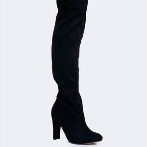 Thigh High Black Heeled Boots